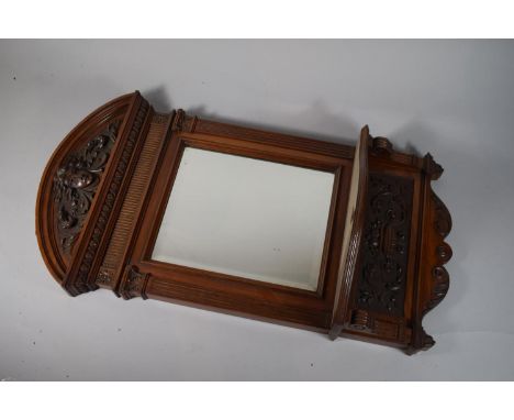 A Late Victorian Mahogany Pier Mirror with Arched Top, Moulded Panels, Reeded Pilasters and Base Supporting Shelf, 79cms High