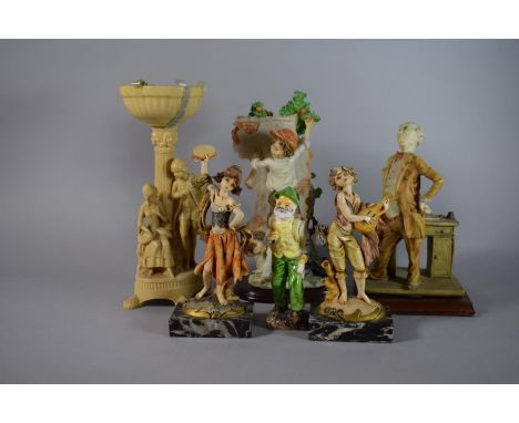 A Collection of Five Resin Continental Figures &amp; One Ceramic Example 