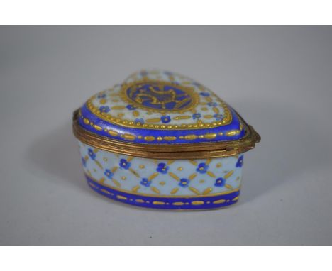 An Early Vincennes Limoges Server Patch or Snuff Box of Heart Shaped Form, 3cms High 