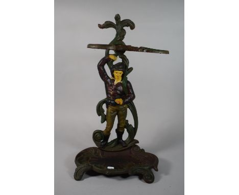 A Reproduction Cast Metal Stick Stand with Jack &amp; the Beanstalk Motif Support, 57cms High 