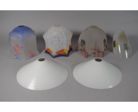 A Collection of Six Vintage Glass Light Shades. 