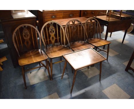 A Set of Four Ercol "Fleur De Lys" Dining Chairs and A Small Coffee Table 