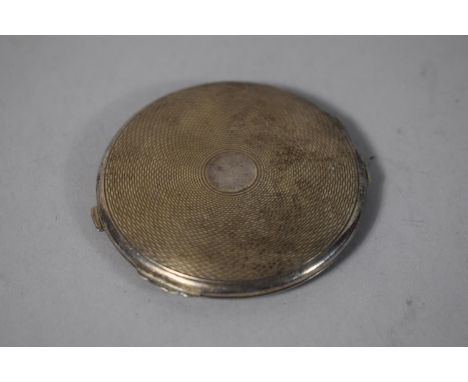 A Circular Silver Powder Compact with Engine Turned Decoration, B'Ham 1913, 6cms Diameter 