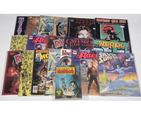 Marvel Graphic Novels: The Silver Surfer, The Agent, The Punisher, Power Pack and Cloak and Dagger; three other Marvel Magazi