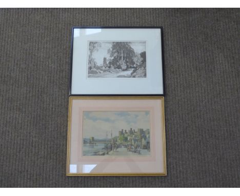 LEONARD RUSSELL SQUIRRELL RE,RI,RWS (1893-1979) Two framed and glazed prints - 'Stoke By Nayland' aquatint, plate size 21.5cm