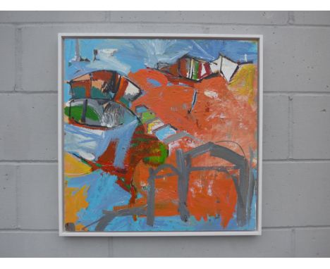 GRAHAM HART (b.1951) A mixed media on board titled 'Southwold Huts'. Monogram bottom left, details verso dated 2024. Image si