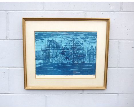 ROBERT TAVENER (1920-2004) A framed and glazed limited edition print - 'Trinity College (Oxford Series)'. Pencil signed, date