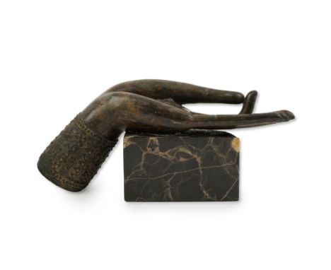A Thai bronze Buddha's hand, 17th/18th century, modelled in the vitarka mudra, the gesture of discussion, with elongated fing