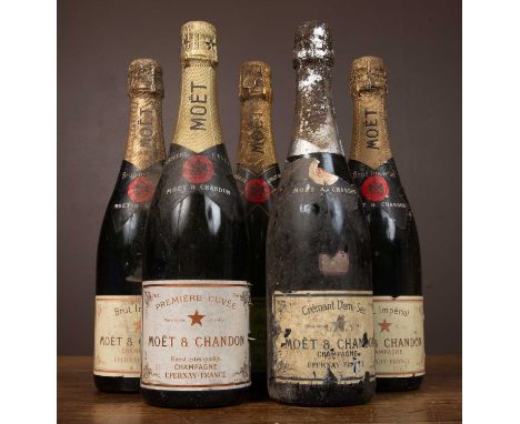 Five bottles of Moët &amp; Chandon Champagne consisting of three bottles of Brut Impérial, one bottle of Premiere Cuvée, and 