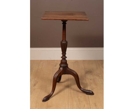 A Regency rosewood tripod table, the square top raised on a turned support and cabriole legs40.5cm wide x 40.5cm deep x 77.5c