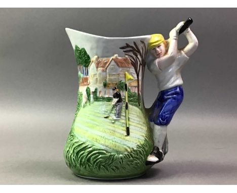 NOVELTY GOLF CERAMIC JUG AND OTHER GOLFING MEMORABILIA  including golf balls 