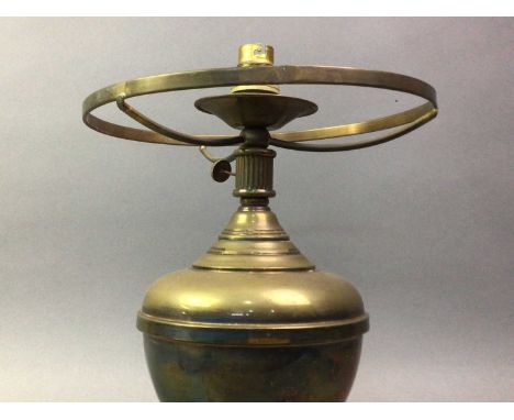 BRASS TABLE LAMP AND OTHER ITEMS  including metal shades and three wall lights