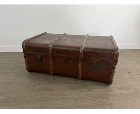 VINTAGE TRAVEL TRUNK wood bound