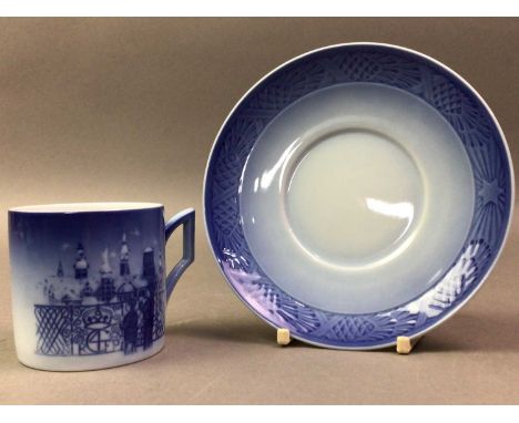 ROYAL COPENHAGEN CHRISTMAS COFFEE SERVICE comprising forty nine cups, forty nine saucers, also a collection of plates