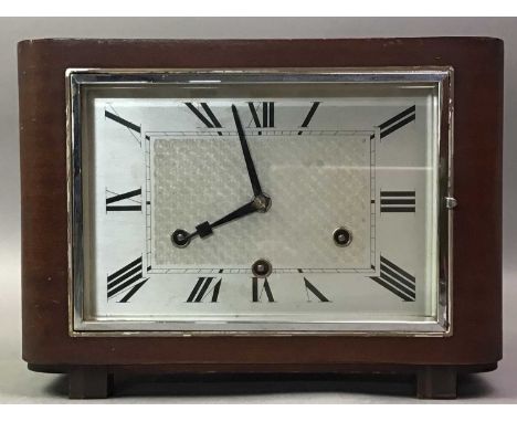 EARLY 20TH CENTURY MAHOGANY MANTEL CLOCK AND ANOTHER  the other in brass, modelled with figureQty: 2