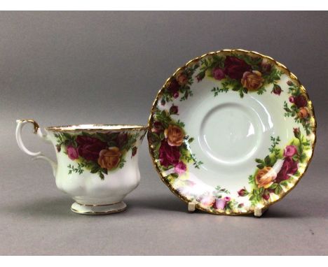 ROYAL ALBERT TEA SERVICE OLD COUNRTY ROSE PATTERN comprising twelve cups, twelve saucers, twelve side plates, teapot, sugar b