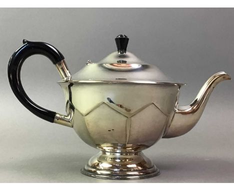 SILVER PLATED FOUR PIECE TEA SERVICE AND OTHER PLATED ITEMS  including trays 