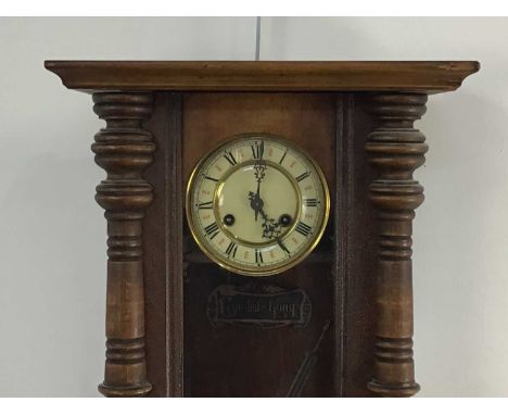 20TH CENTURY WALL CLOCK with 'Gymbal Gong' plaque to inside and Roman numeralsQty: 1