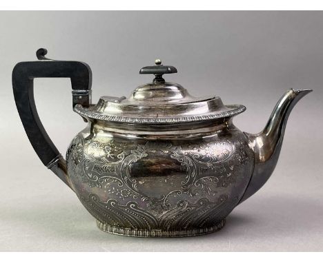 COLLECTION OF SILVER PLATE AND BRASS ITEMS  including a tea pot, cased flatware, pot pourri bowl and stand, also an oak cased