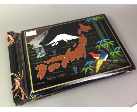 KORE-JAPAN BLANK PHOTO ALBUM C1950S with mother of pearl inlay to cover