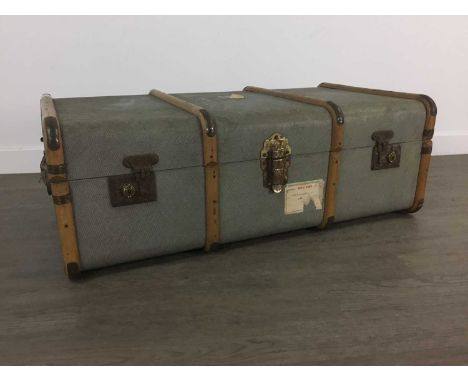 VINTAGE  TRAVEL TRUNK wood bound