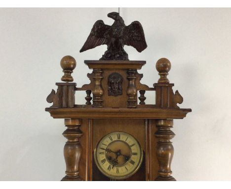 CHAS. L. REIS &amp; CO OF GLASGOW WALL CLOCK 20TH CENTURY with pillar columns to each side, roman numeral dials and makers pl