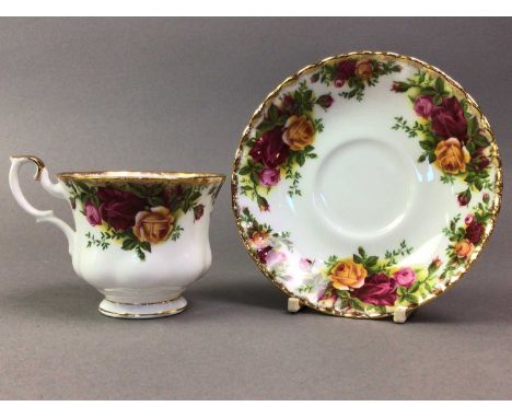 ROYAL ALBERT OLD COUNTRY ROSES TEA SERVICE comprising six cups, six saucers, five side plates, biscuit plate, sugar and cream
