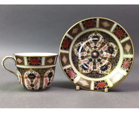 ROYAL CROWN DERBY, COLLECTION OF IMARI WARE comprising hexagonal trinket box, single tea cup, two pin dishes, saucer and four