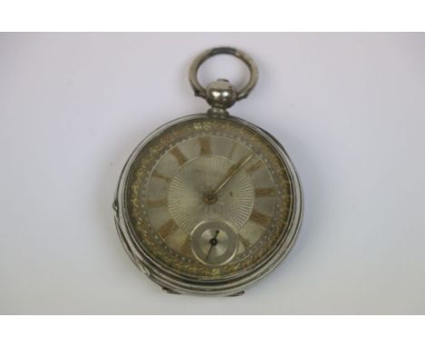 Late 19th century Silver Cased pocket watch with Engine Turned Dial