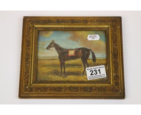 19th Century miniature oil on panel of a race horse 