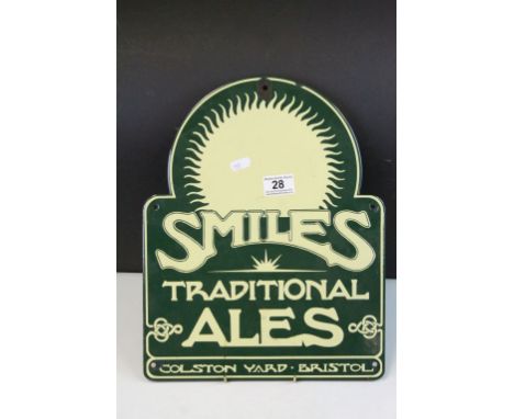 Vintage Enamel advertising Sign "Smiles Traditional Ales", measures approx 38 x 30cm