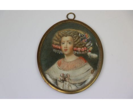 Antique oval miniature portrait inscribed verso 