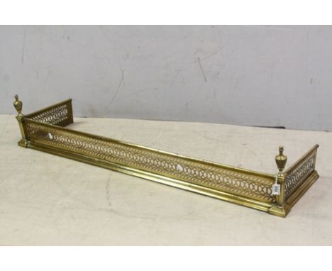 Early 19th century Pierced Brass Fire Fender with Urn Shaped Finials, 126cms long