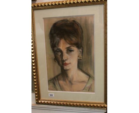 Mid 20th Century indistinctly signed portrait of a young lady, signed and dated 67, approx. 50 x 32cm