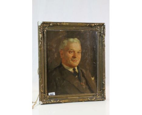 Leonard Frank Skeats (1874-1943) Early 20th century gilt framed half length oil painting portrait of a middle aged man possib
