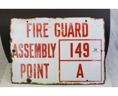 Vintage Enamel sign marked "Fire Guard Assembly Point 149 A", measures approx 50.5 x 36cm