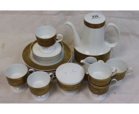 20th Century Rosenthal with white ground and gilt mottled decoration coffee set to include plates, cups and saucers, sugar bo