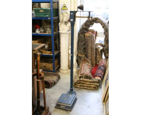 Set of Vintage ' W &amp; T Avery Ltd ' Platform Scales, painted blue, 165cms high 