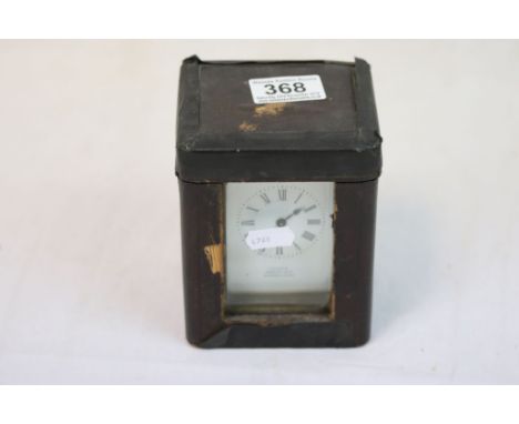 20th Century brass cased carriage clock with marked faced examined by Hawley &amp; Co. Regent St. together with carrying case