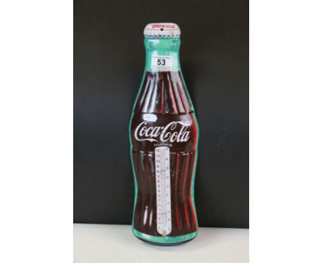 Vintage Tinplate Coca Cola bottle shaped Thermometer, lacks Mercury &amp; Glass, approx 43 x 13cm