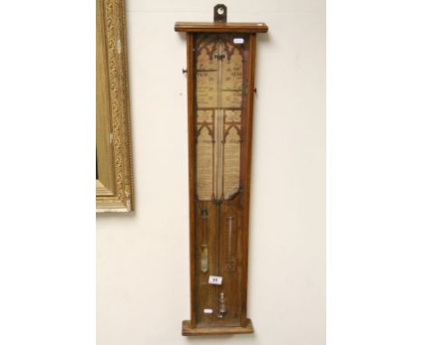 Oak cased antique style mercury barometer 