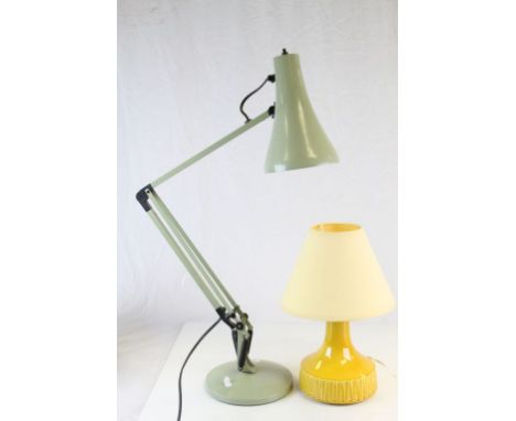 Vintage angle poise lamp, together with a ceramic bedside lamp and shade 