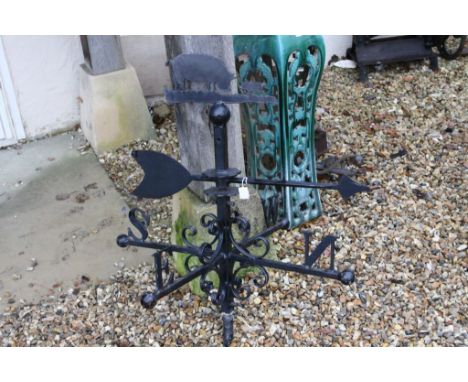 Vintage cast iron weather vane with pig finial decoration 