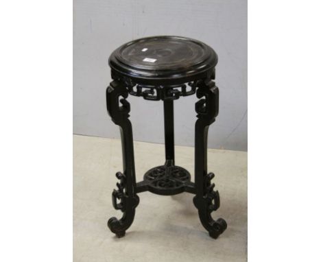 Chinese Hardwood Lamp / Jardiniere Stand raised on Three Supports, 35cms diameter x 67cms high