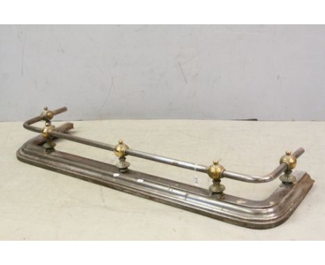 19th century Steel and Brass Fire Fender, 135cms long 