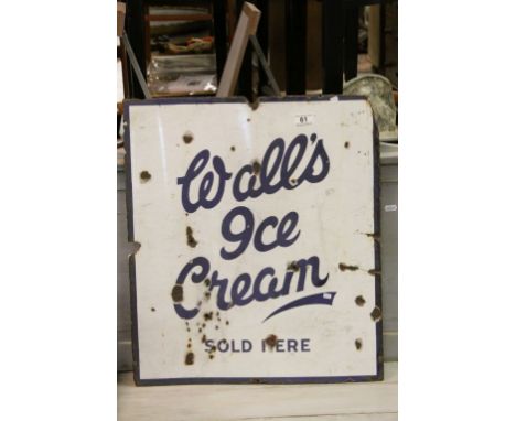Vintage Walls Ice Cream Sold Here enamel sign 60cm x 52.5cm