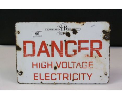 Vintage enamel sign - Southern Electricity Board Danger High Voltage Electricity
