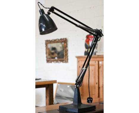 A Herbert Terry 1930s black 1208 model Anglepoise factory lamp -&nbsp;the first of the Herbert Terry commercial lamps with XL