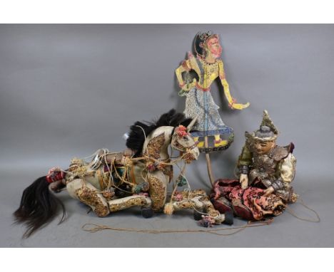 A vintage Nepali Bhaktapur 'Nava Durga Dancers' marionette puppet, double sided with Ganesh on one side and Bhairab on the ot