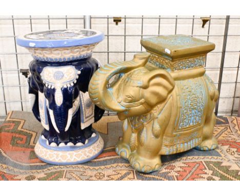Two Chinese ceramic 'elephant' stools/plant stands, 46/43 cm (2)